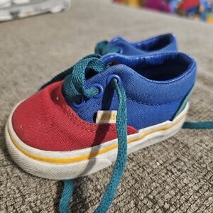 Vans Baby Size 2 Red and Blue Sneakers